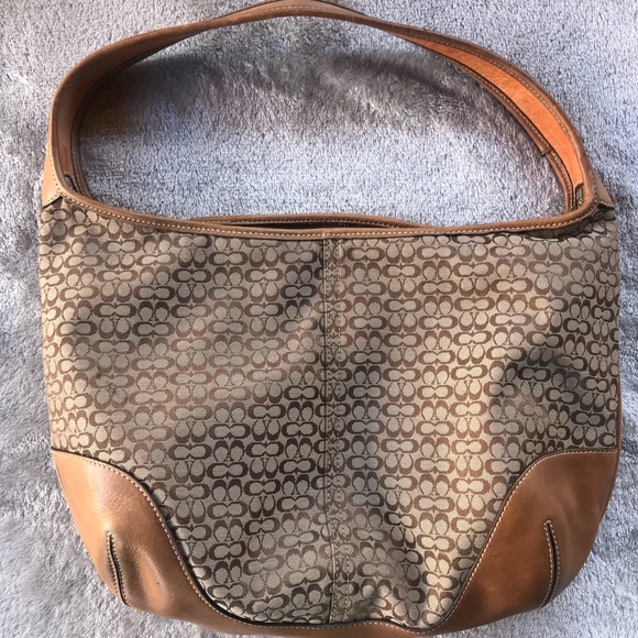 Coach Handbags - Coach Signature Hobo Purse in Brown
